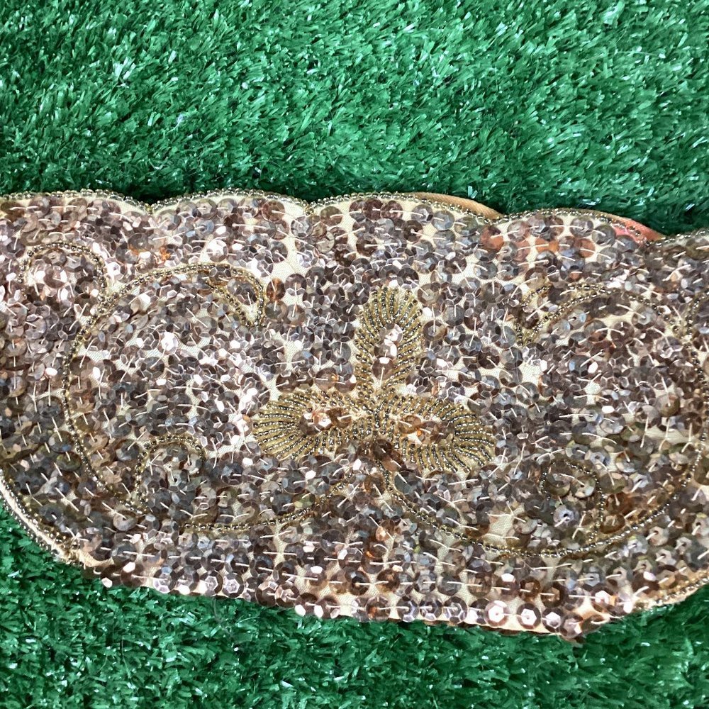 Vintage Gold Sequined Clutch Bag